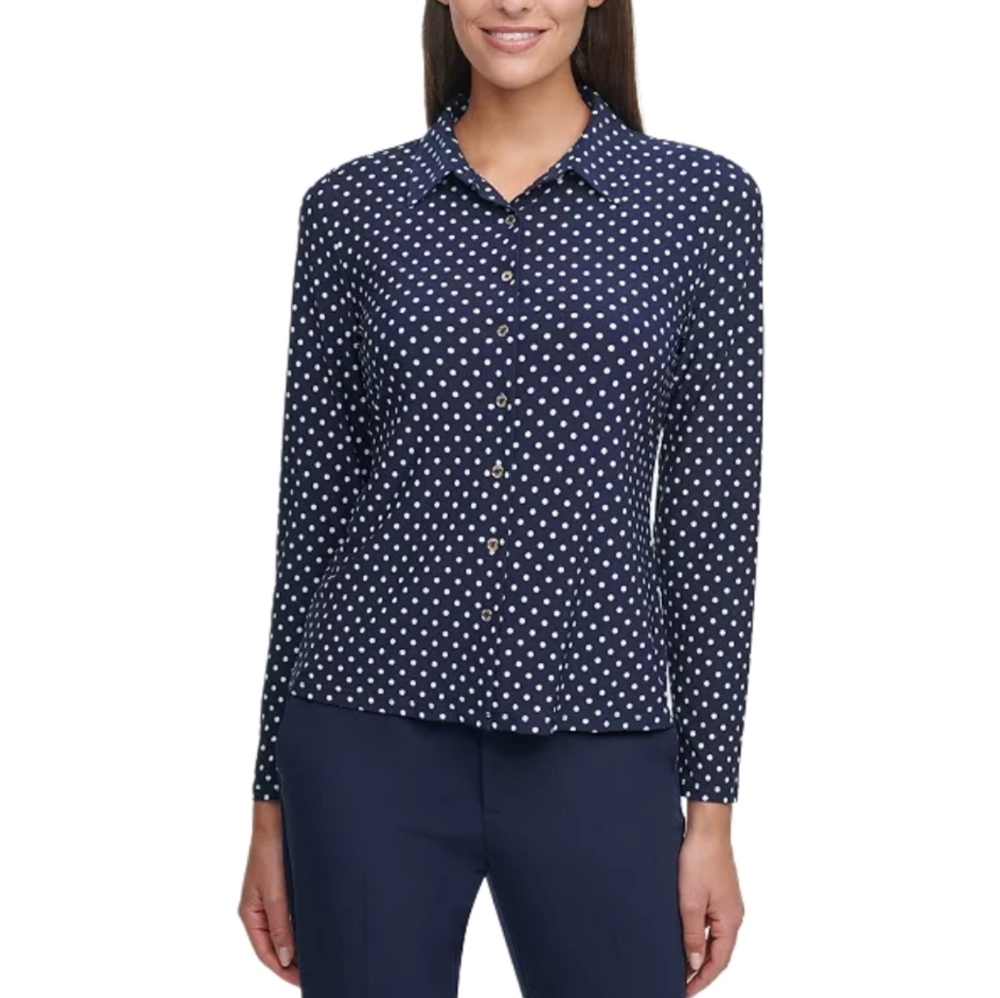 Tommy Hilfiger Navy Polka Dot Button Down Shirt
